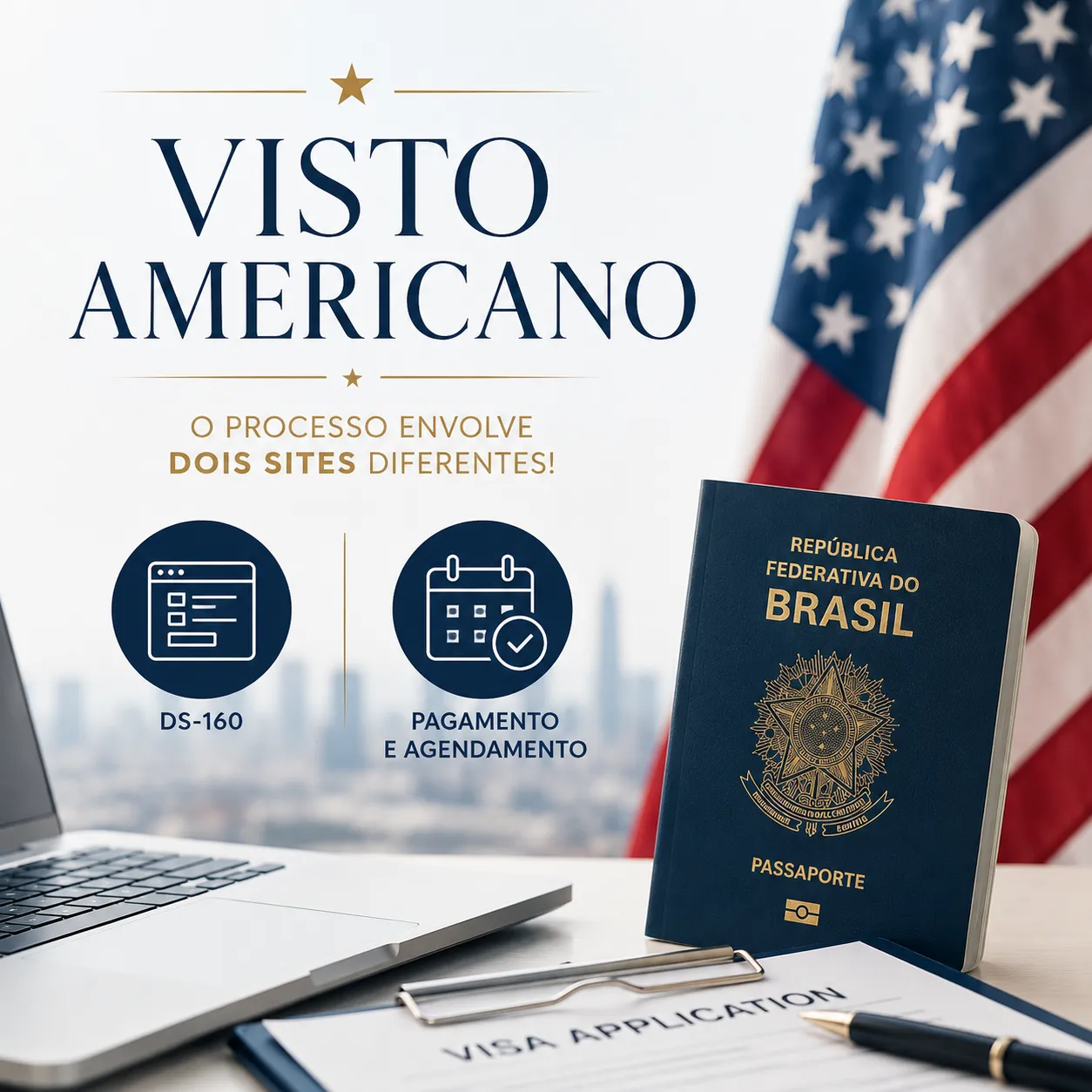 Imagem principal para o artigo Vai solicitar um visto para os EUA? Atenção: o processo envolve dois sites diferentes! da Now Vistos